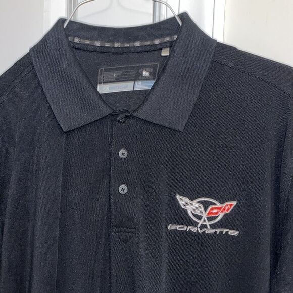 Cutter & Buck CBDrytec men’s Black Corvette Stingray golf polo shirt L wow! - Picture 1 of 5